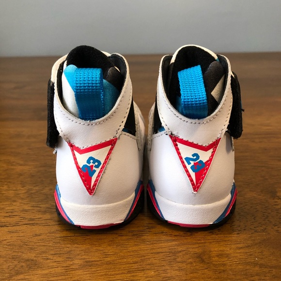 Baby Air Jordan VII 7 Retro White Orion Blue Black Infrared Red - Picture 7 of 11
